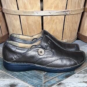 Clarks Unstructured Un Loop Bronze Metallic Leather Loafers Shoes Women Size 7.5